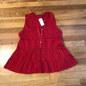 Red peplum tank top